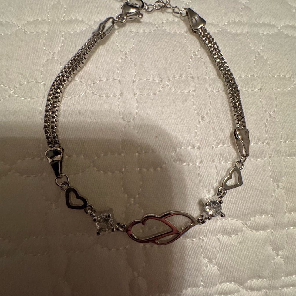 Elegant Silver And Gold Heart Bracelet
